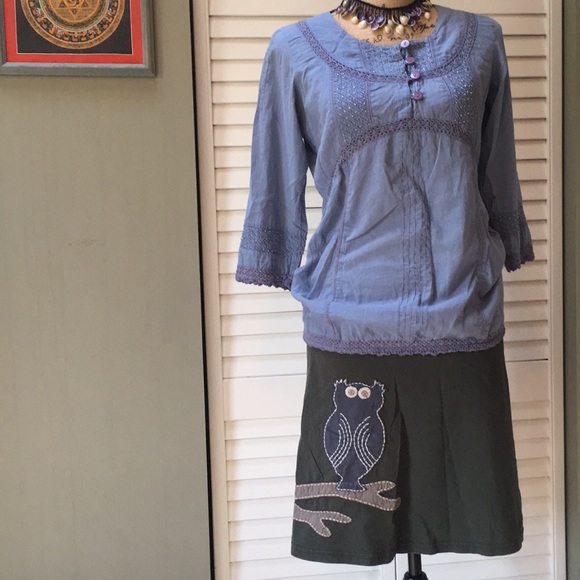 Anthropologie Synergy Organic Cotton Owl Skirt - Picture 2 of 8
